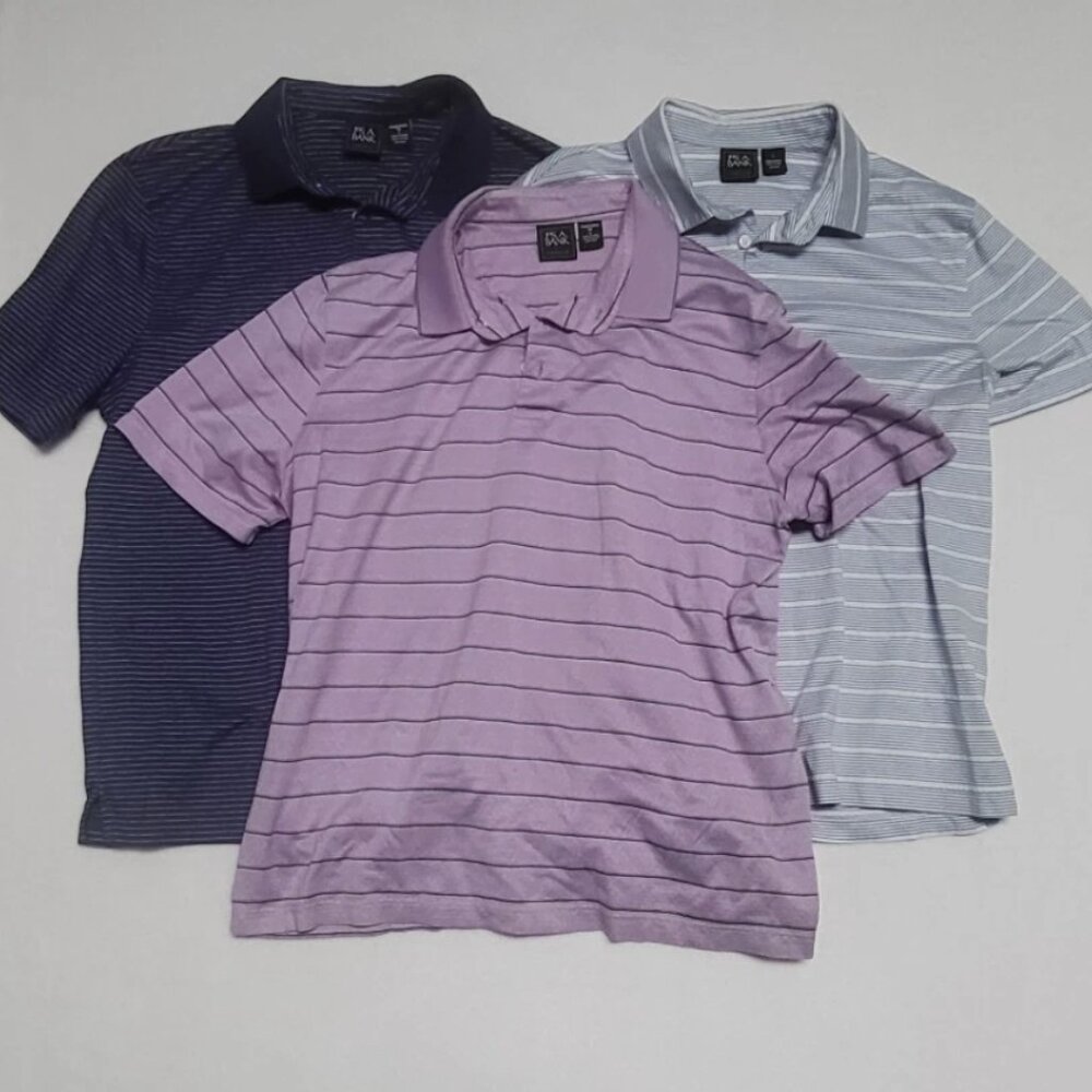 Jos A. Bank Polo Shirt Large Set of 3 Golf Shirt Stripes